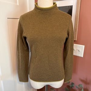 Sundance women’s olive/lime green 100% cashmere mock turtleneck PS sweater